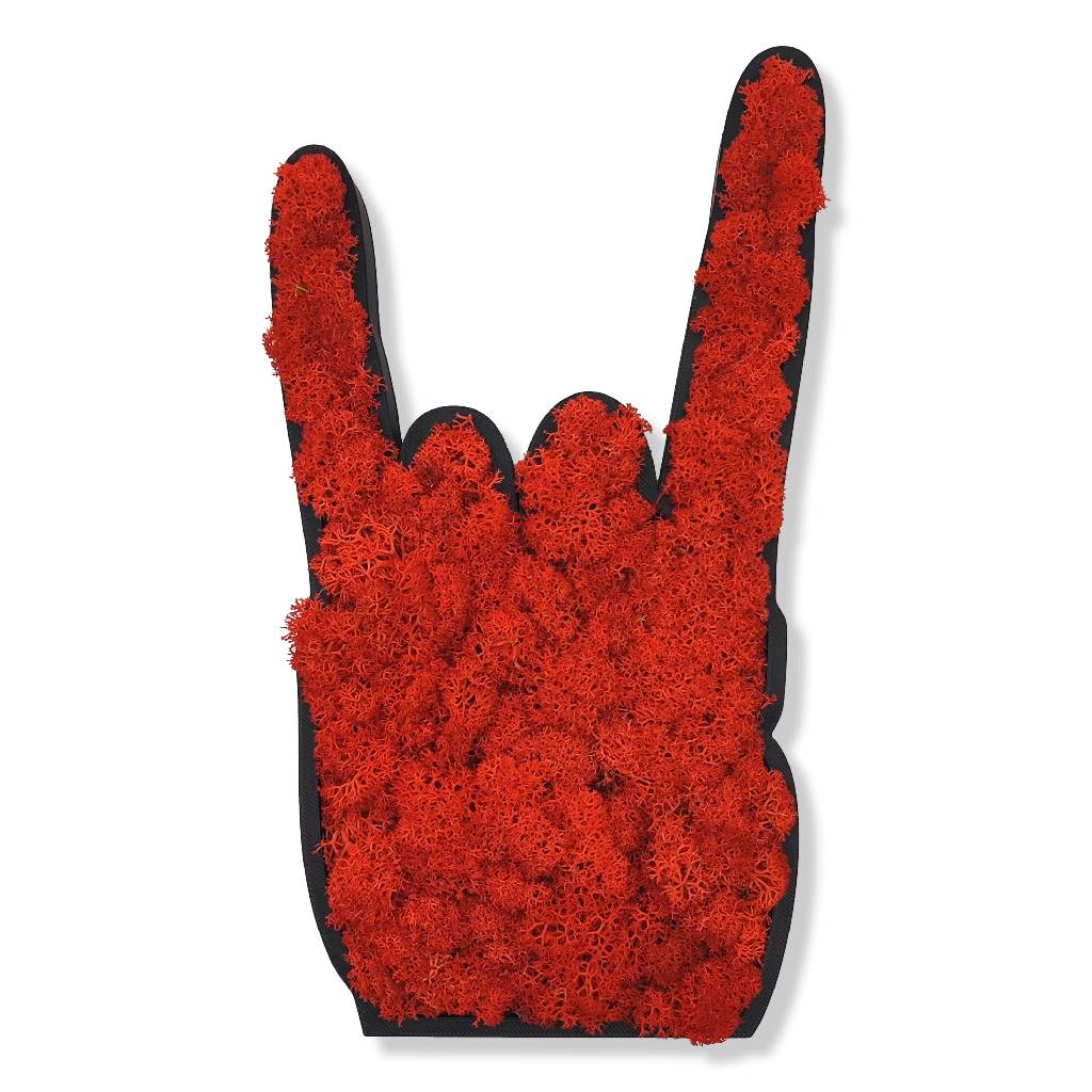 Moosbild Piktogramm - Islandmoos Rot - Metal Hand Pommesgabel - PLA-Rahmen Schwarz
