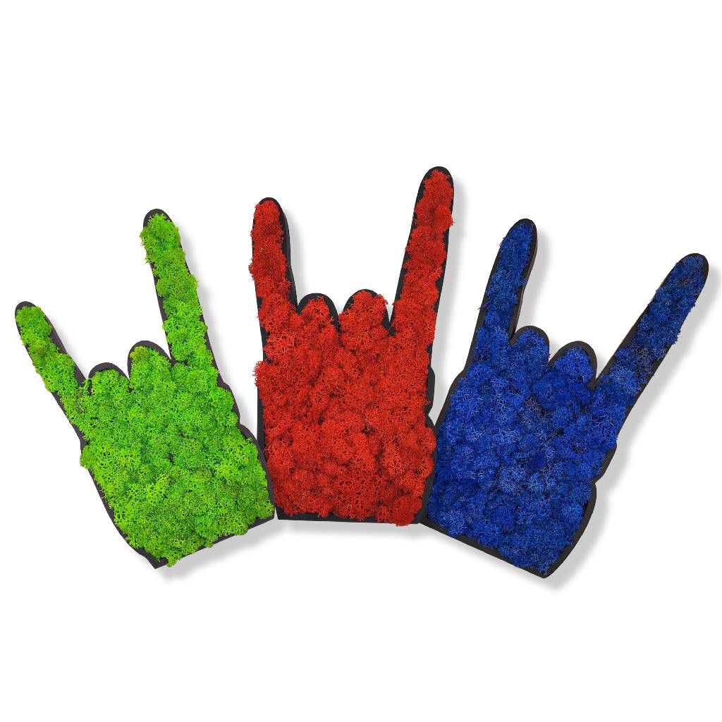 Moosbild Piktogramm - Islandmoos - Metal Hand Pommesgabel - PLA-Rahmen Schwarz