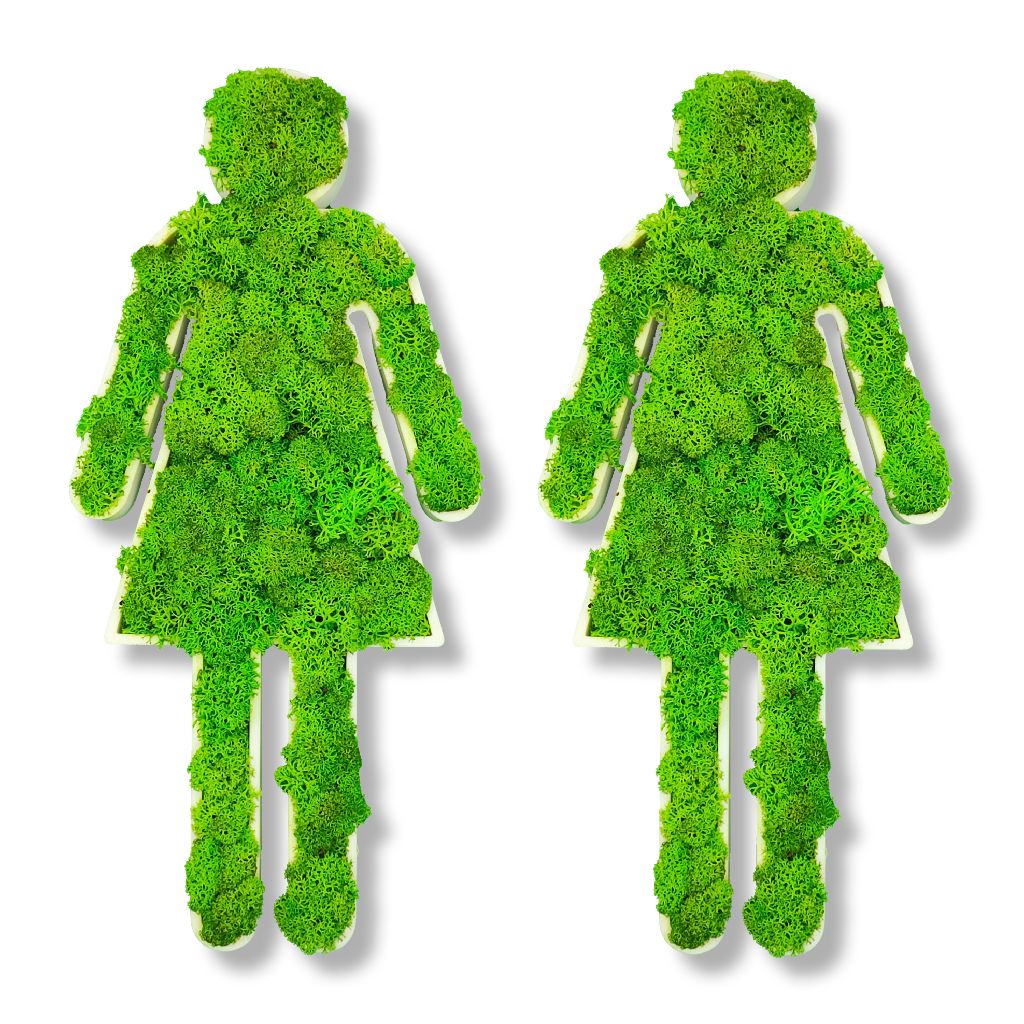 Moosbild - Piktogram - WC-Set - PLA-Rahmen - Islandmoos