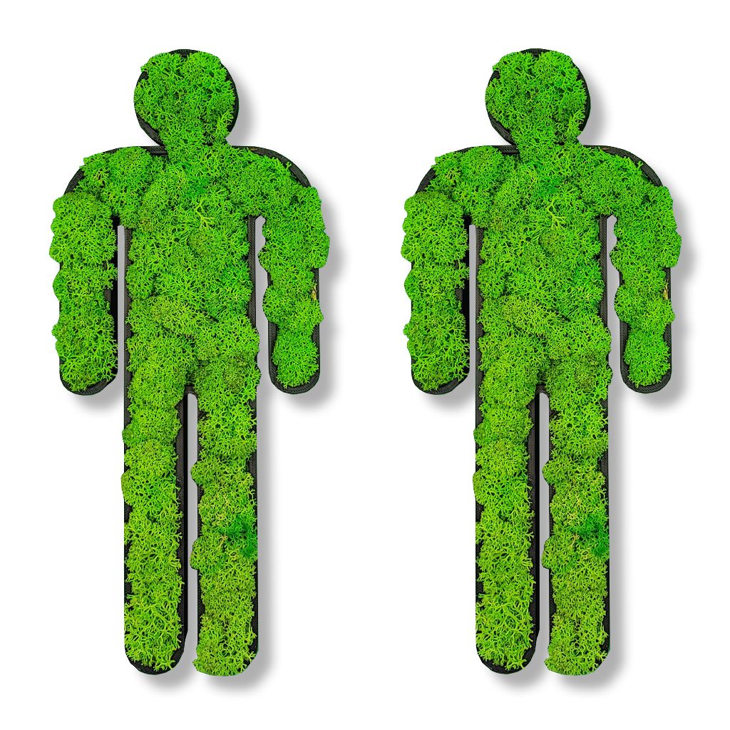 Moosbild - Piktogram - WC-Set - PLA-Rahmen - Islandmoos