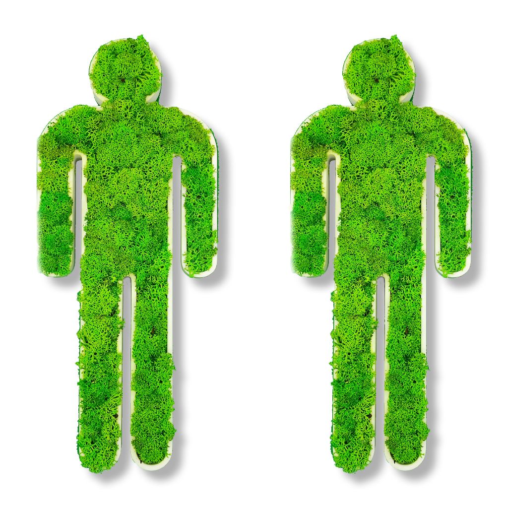 Moosbild - Piktogram - WC-Set - PLA-Rahmen - Islandmoos