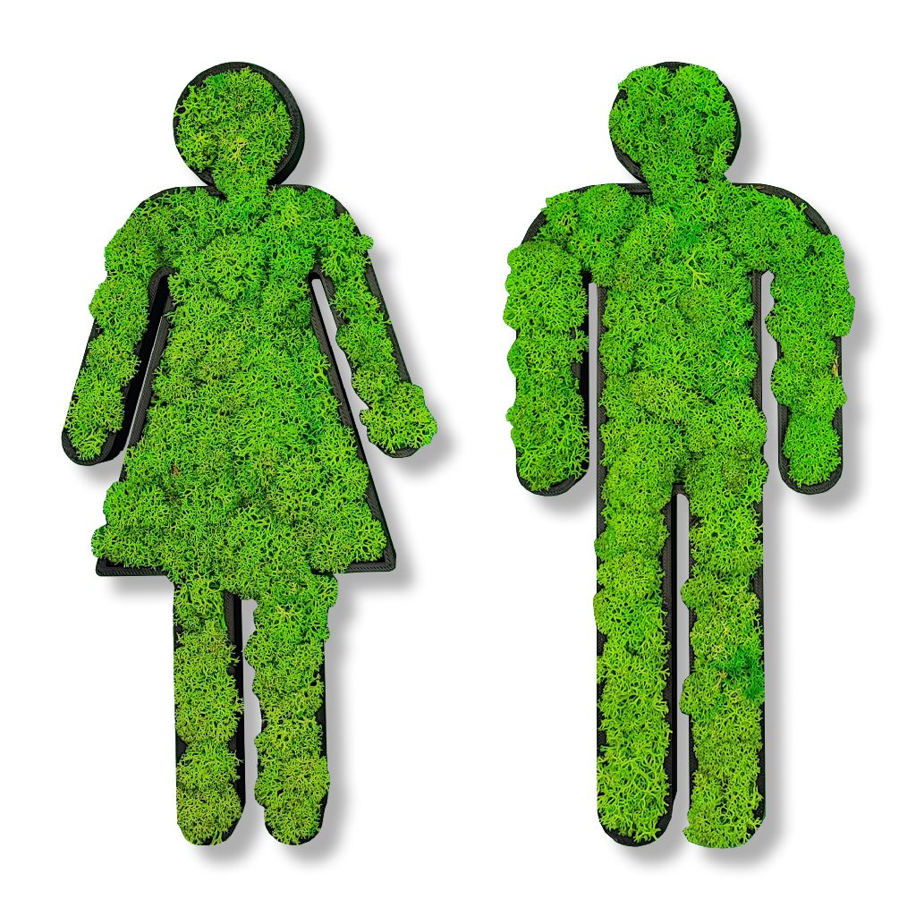 Moosbild - Piktogram - WC-Set - PLA-Rahmen - Islandmoos