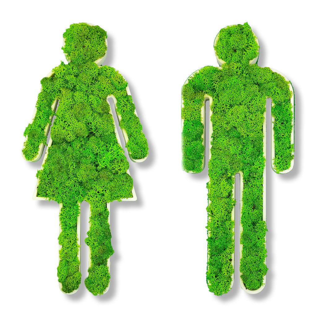 Moosbild - Piktogram - WC-Set - PLA-Rahmen - Islandmoos