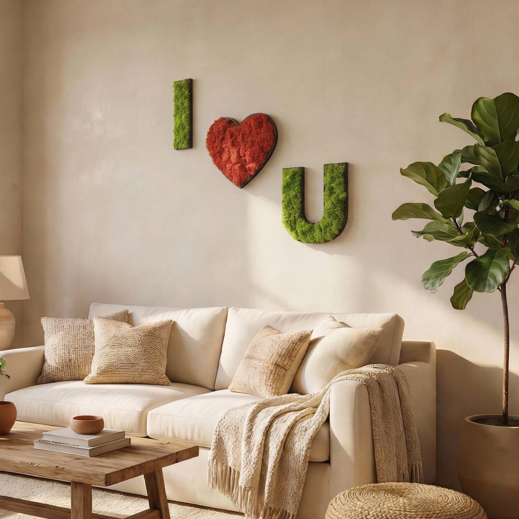 Moosbild Islandmoos "I Love You" - Wohnzimmer