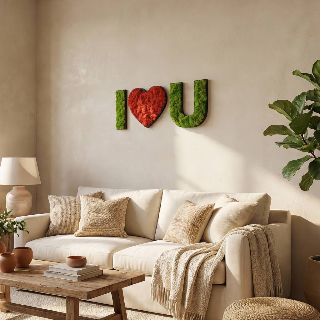 Moosbild Islandmoos "I Love You" - Wohnzimmer