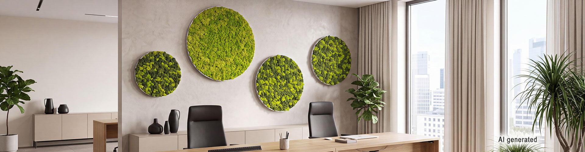 Slider - Runde Moosbilder - Islandmoos - Office - AI generated
